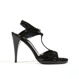 Gucci Black Suede / Calf-Skin Leather High-Heel Sandals(GGW1551)-AmbrogioShoes