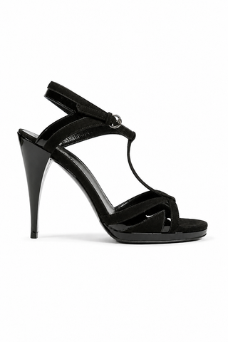 Gucci Black Suede / Calf-Skin Leather High-Heel Sandals(GGW1551)