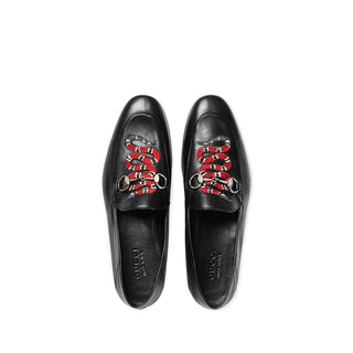 Gucci Brixton Men's Loafers Black King Snake Embroided Black Leather Shoes 429062 (GGM1707)-AmbrogioShoes