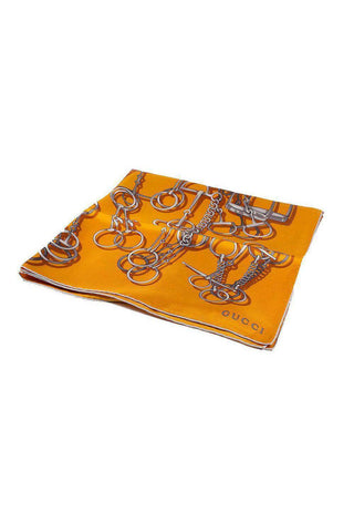 Gucci Cavalcata Silk Orange Twill Horsebit Shawl (GGSH101)