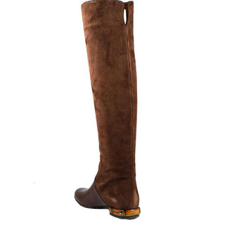Gucci Designer Women's Designer Shoes Brown Suede / Soft Nappa Leather Boots (GGW3600)-AmbrogioShoes