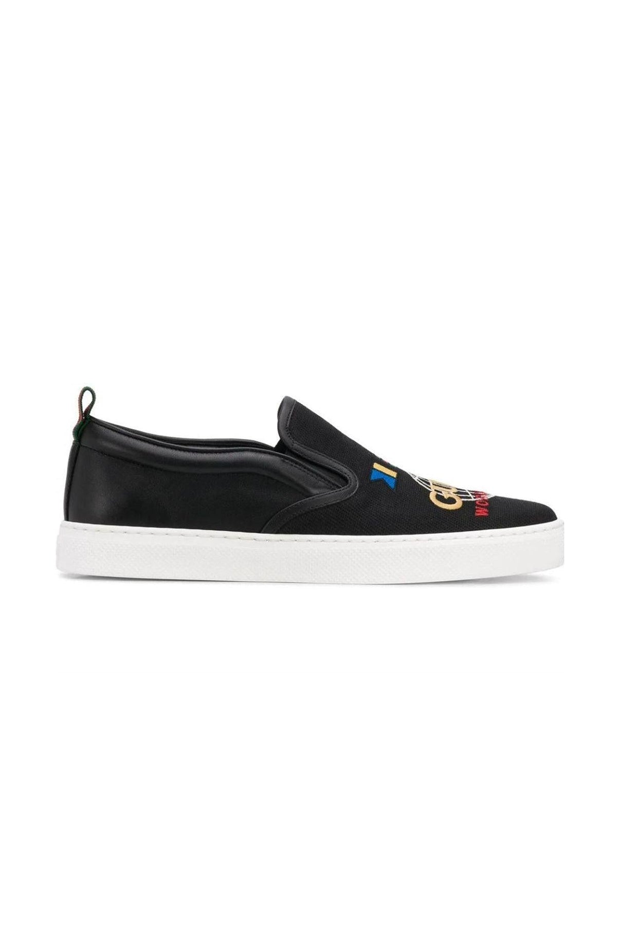 Gucci Black Leather Espadrilles shoes Embroidered Worldwide Slip-Ons, size 8 GUCCI Unisex Shoes WORLDWIDE Leather ESPADRILLES EMBROIDERED  main image 2