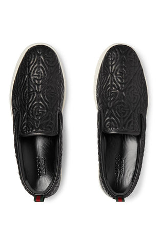 Gucci Dublin Quilted Sneakers Black Leather Slip-On Shoes (GGM1709)