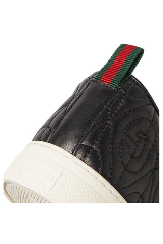 Gucci Dublin Quilted Sneakers Black Leather Slip-On Shoes (GGM1709)