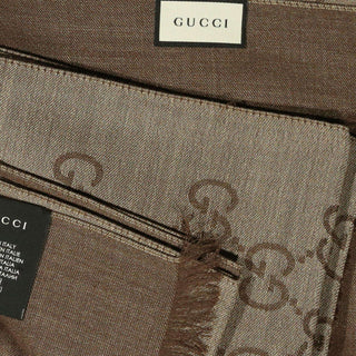 Gucci GG Jaucquard Pattern Knitted Scarf In Beige & Dark Brown 200cm (GGSM1503)-AmbrogioShoes