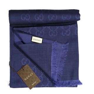Gucci GG Jaucquard Pattern Knitted Scarf In Dark Blue 180 cm (GGSM1504)-AmbrogioShoes