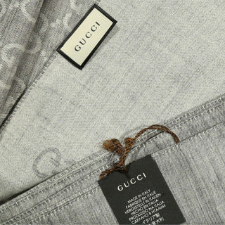 Gucci GG Jaucquard Pattern Knitted Scarf In Silver 180 cm (GGSM1505)-AmbrogioShoes