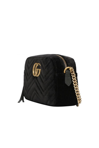 Gucci GG Marmont 447632 Women's Black Matelassé Velvet Mini Shoulder Bag (GG2079)