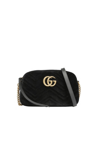 Gucci GG Marmont 447632 Women's Black Matelassé Velvet Mini Shoulder Bag (GG2079)