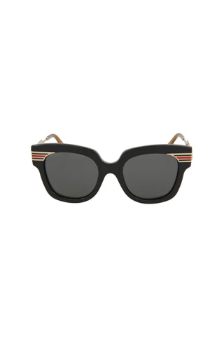 Gucci GG0281SA-001 Women's Black, Gold & Gray Novelty Sunglasses (S)