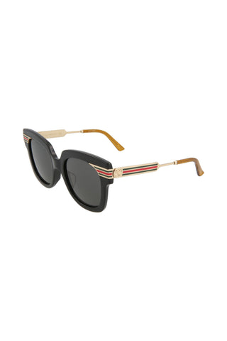 Gucci GG0281SA-001 Women's Black, Gold & Gray Novelty Sunglasses (S)