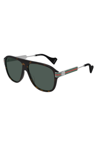 Gucci GG0587S Sunglasses Havana / Green Polarized (S)
