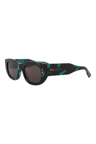 Gucci GG1215S Big Spotted Havana Black + Transparent Turquoise Sunglasses
