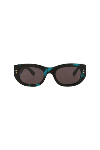 Gucci GG1215S Big Spotted Havana Black + Transparent Turquoise Sunglasses