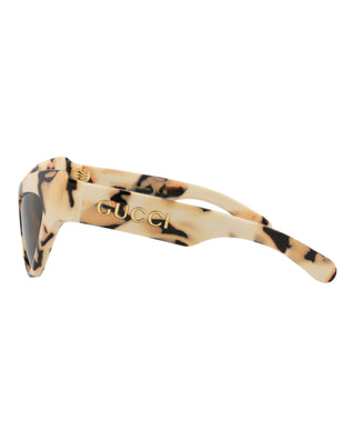 Gucci GG1294S Ivory + Black Big Spotted Havana Sunglasses
