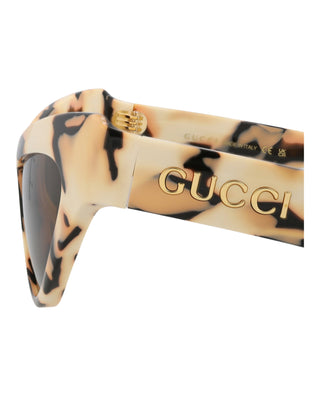 Gucci GG1294S Ivory + Black Big Spotted Havana Sunglasses