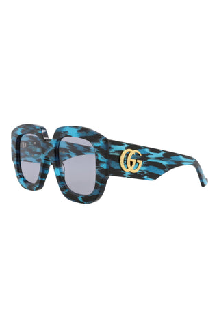 Gucci GG1546S GLITTER BLUE + BLACK LEOPARD Sunglasses