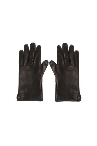 Gucci Gloves Men's 524061 BAP00 1000 Bee Black Lamb Leather & Cashmere (GGG1000)