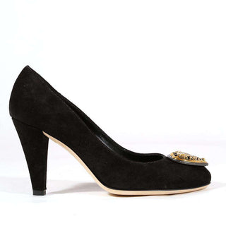 Gucci Womens Shoes Black Suede Logo Pumps (KGGW1560)-AmbrogioShoes