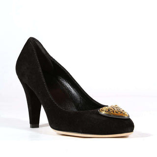Gucci Womens Shoes Black Suede Logo Pumps (KGGW1560)-AmbrogioShoes