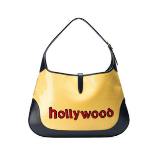 Gucci Jackie O 550152-213317 Womens Yellow & Navy Canvas Coated / Calf-Skin Leather Handbag (GG2050)-AmbrogioShoes
