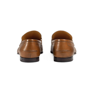 Gucci Jordaan Loafers Men's Shoes Light Brown Golden Bit 406994 (GGM1705)-AmbrogioShoes