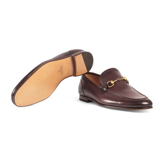 Gucci Jordaan Leather Loafers Men's Shoes Dark Brown Bit 406994 (GGM1706)-AmbrogioShoes