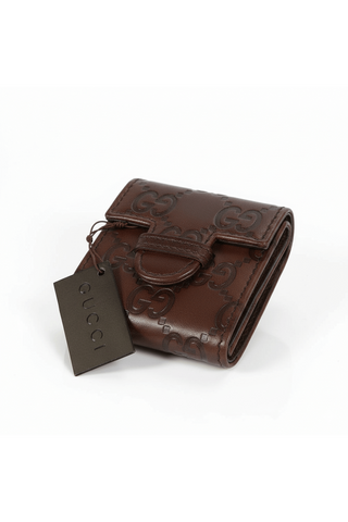 Gucci Limited Edition Brown Stainless Steel / Leather Travel Desk Alarm Clock/Watch (GGC1)