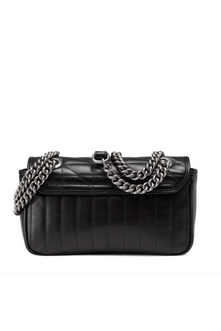 Gucci Mamont 446744 213317 Women's Black Leather Shoulder Bag (GG2080)