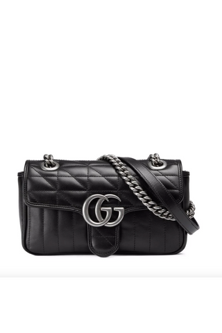 Gucci Mamont 446744 213317 Women's Black Leather Shoulder Bag (GG2080)