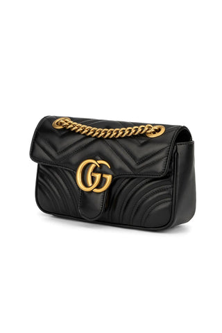 Gucci Marmont 446744 DTDIT 1000 Women's Black Matelassé Leather Mini Shoulder Bag (GG2078)