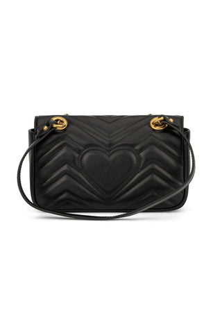 Gucci Marmont 446744 DTDIT 1000 Women's Black Matelassé Leather Mini Shoulder Bag (GG2078)