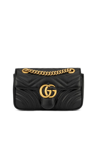 Gucci Marmont 446744 DTDIT 1000 Women's Black Matelassé Leather Mini Shoulder Bag (GG2078)