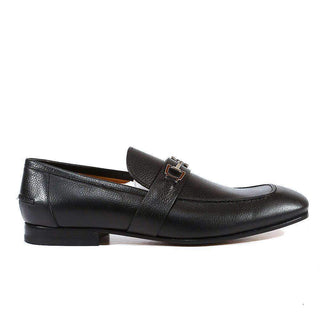 Gucci Men Shoes Pebbled Black Leather Loafers 253302 (GGM1539)-AmbrogioShoes