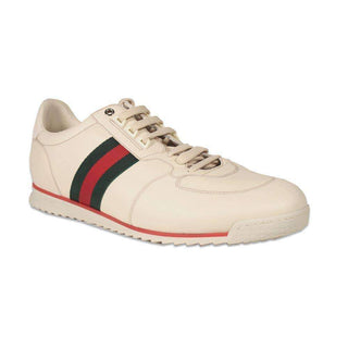 Gucci Mens Shoes Beige Leather Classic Stripes Sneakers (GGM3003)-AmbrogioShoes