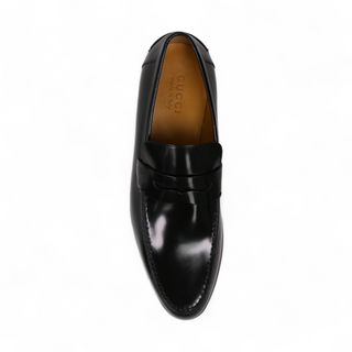 Gucci Men's Designer Shoes Black Leather Loafers with Logo Style 181797 (GGM1507)-AmbrogioShoes