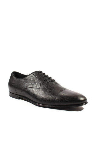 Gucci Men's Designer Shoes Black Pebbled Leather Oxfords (GGM1542)-AmbrogioShoes