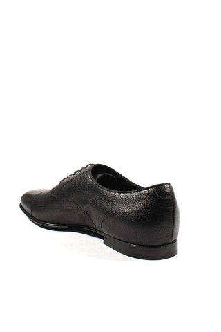 Gucci Men's Designer Shoes Black Pebbled Leather Oxfords (GGM1542)-AmbrogioShoes