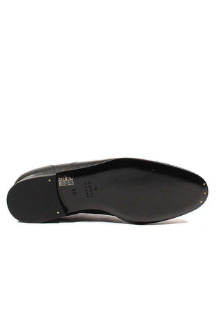 Gucci Men's Designer Shoes Black Pebbled Leather Oxfords (GGM1542)-AmbrogioShoes