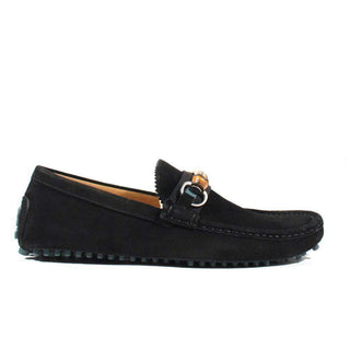 Gucci Mens Shoes Queen Suede Black Moccasins (GGM2202)-AmbrogioShoes