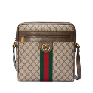 Gucci Ophelia 547934 Unisex Beige & Brown Canvas/ Calf-Skin Leather Shoulder Bag (GG2051)-AmbrogioShoes