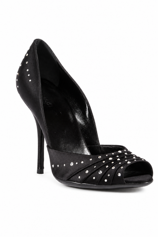 Gucci Satin Crystalized Peep-Toe Pumps (GGWCRY1563)