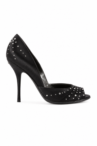 Gucci Satin Crystalized Peep-Toe Pumps (GGWCRY1563)