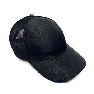 Gucci Signature Hat Unisex Black Nylon Fabric Mesh Baseball Cap 510950 4HD47 (GGH1004)-AmbrogioShoes