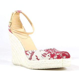 Gucci Women Shoes Floral Beige / Red Wedge 171562 (GG1539)-AmbrogioShoes