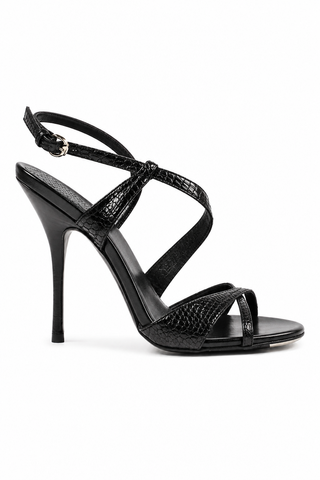 Gucci Women's Designer Shoes Black Leather Strappy Sandals (GGW1575)