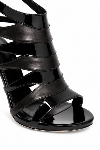Gucci Women's Designer Shoes Black Leather/Patent Laser Cut High Heels (GGW3001)
