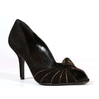 Gucci Womens Shoes Black Suede Sand Pelle Pumps 186645 (GGW1546)-AmbrogioShoes