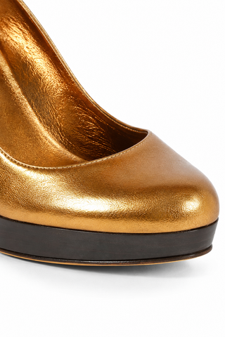 Gucci Women's Designer Shoes Bronze Platform Pumps (GG1535)