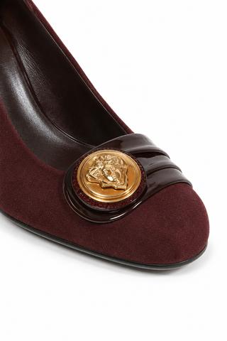 Gucci Women's Designer Shoes Brown Suede & Napa Logo Pumps